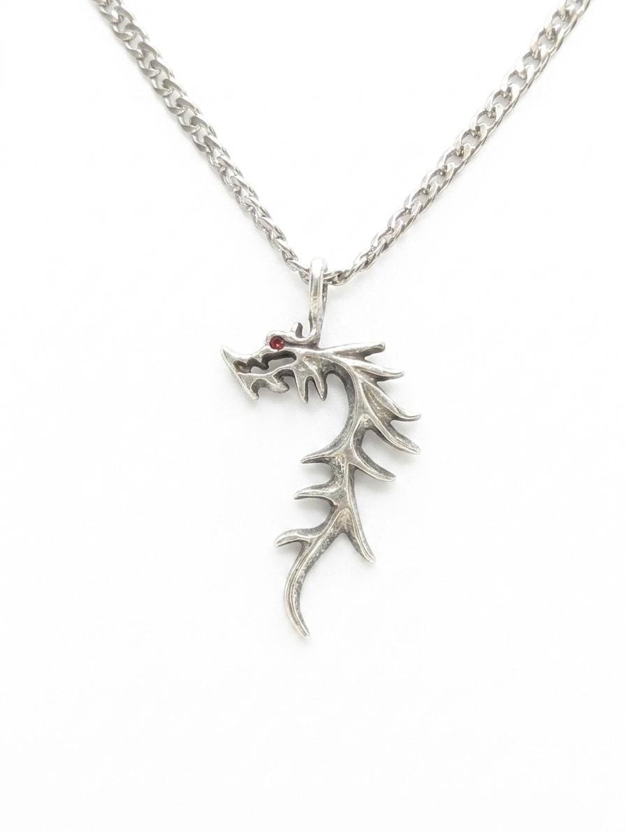 Hand Cast Mythical Dragon Pendant, 3.5 mm Cuban Links Chain
