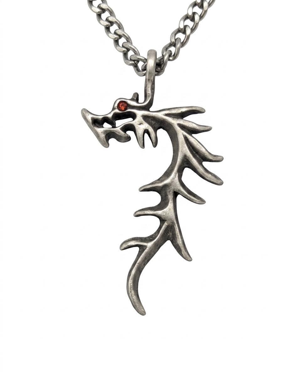 Hand Cast Mythical Dragon Pendant, 3.5 mm Cuban Links Chain