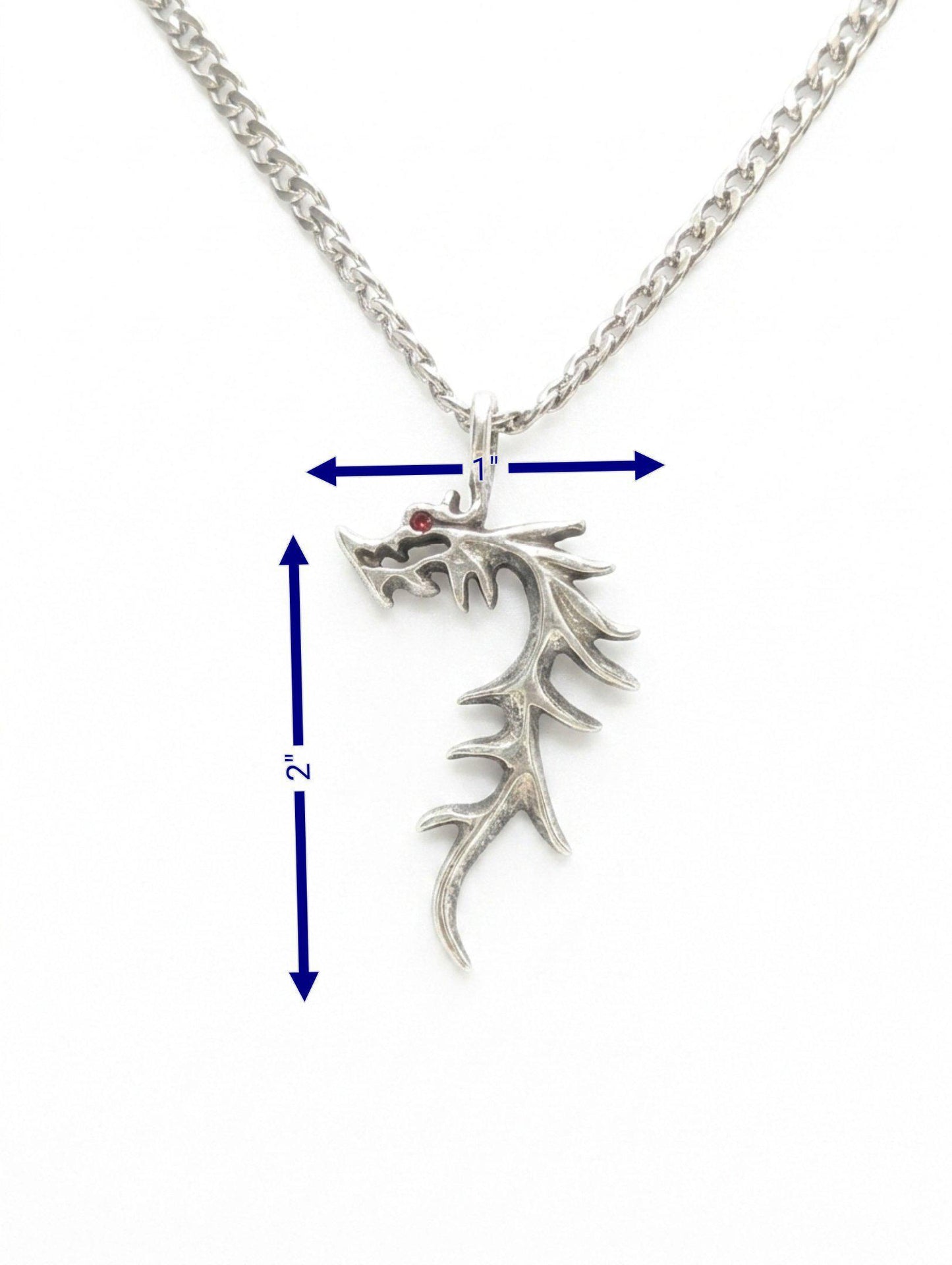 Hand Cast Mythical Dragon Pendant, 3.5 mm Cuban Links Chain