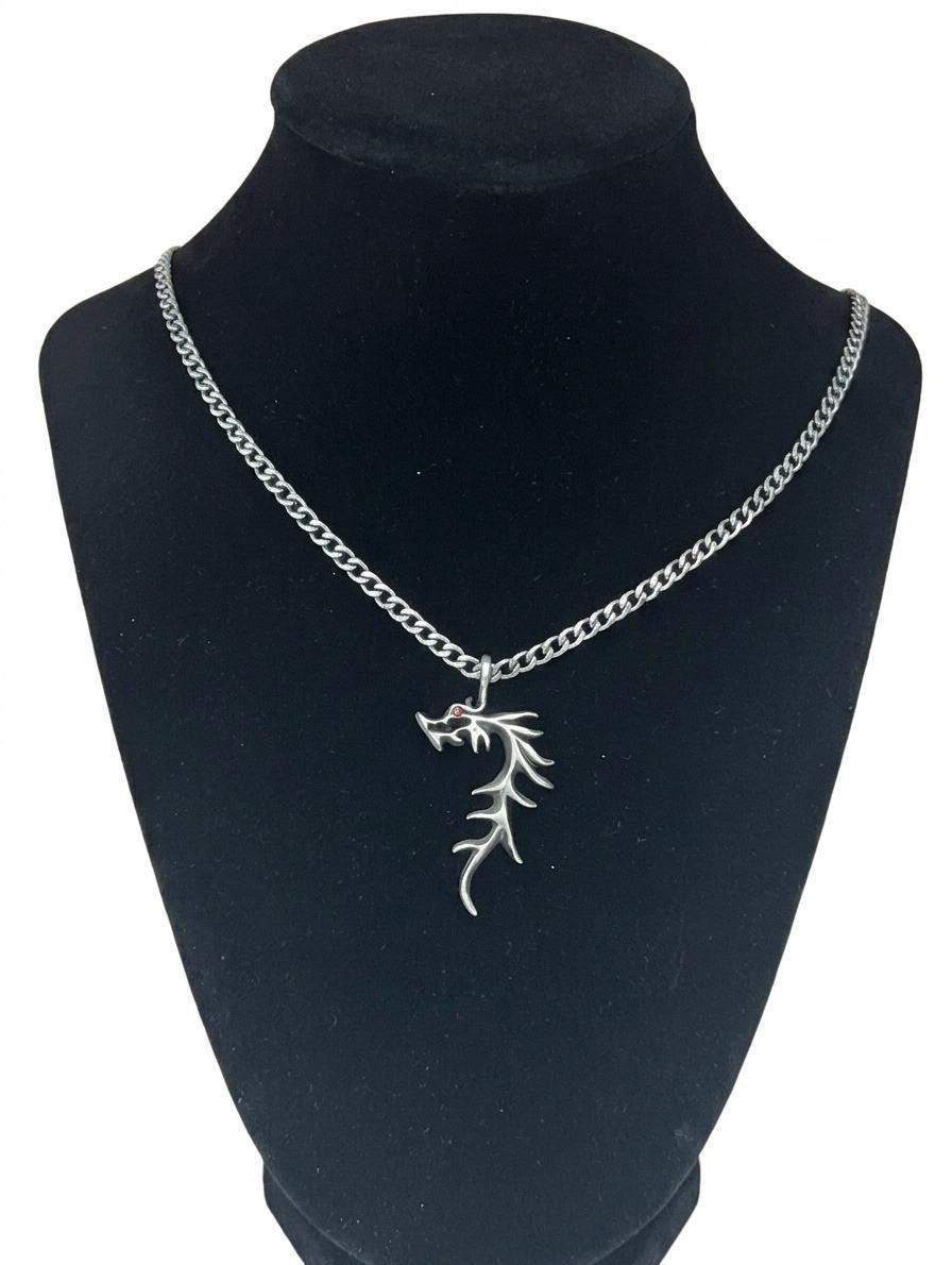 Hand Cast Mythical Dragon Pendant, 3.5 mm Cuban Links Chain