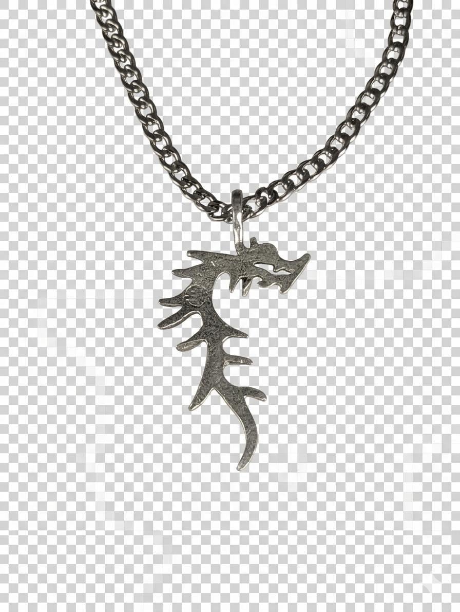 Hand Cast Mythical Dragon Pendant, 3.5 mm Cuban Links Chain