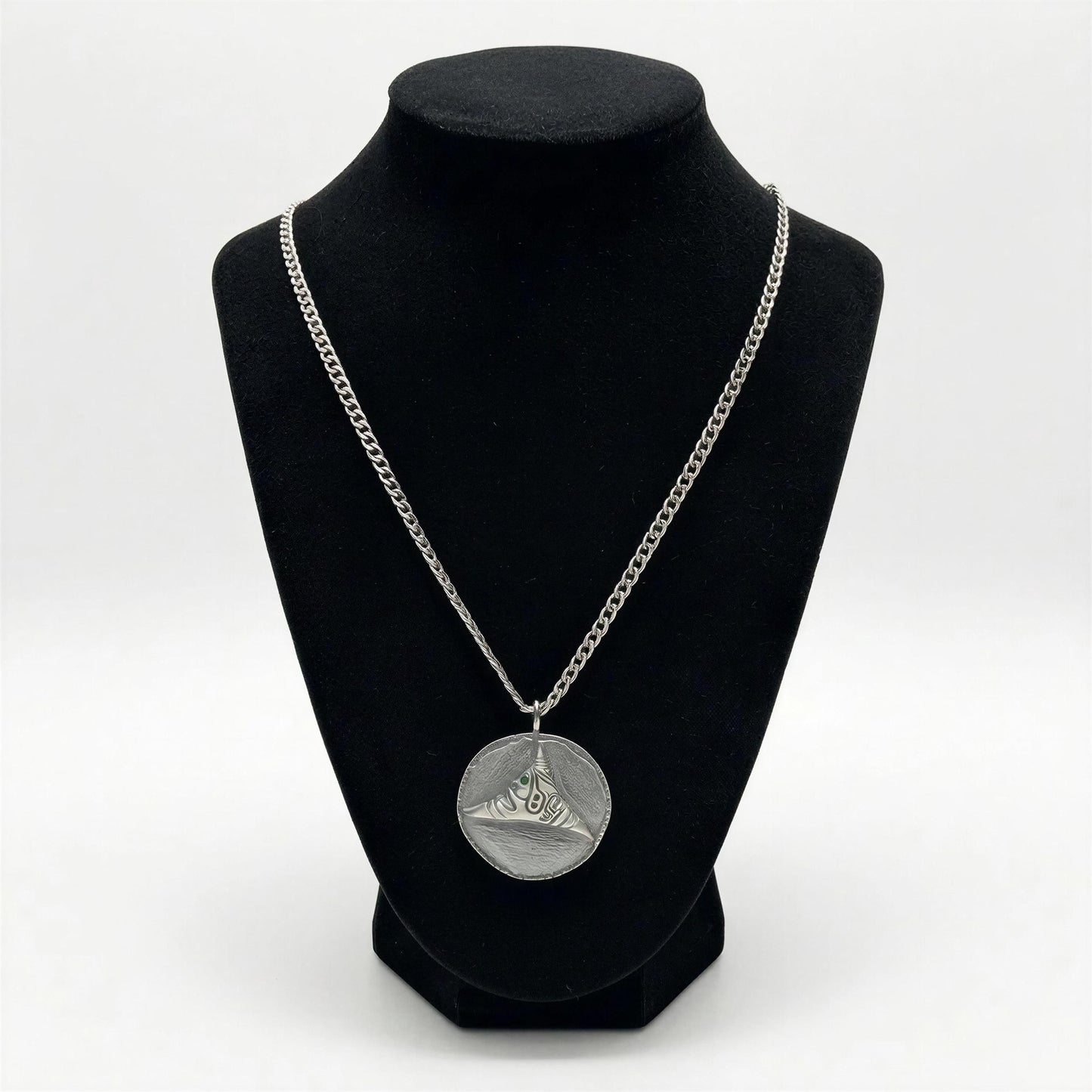 Handcrafted Lead-Free Pewter Taino Trigonolito Pendant, 3.5mm Cuban Links Chain