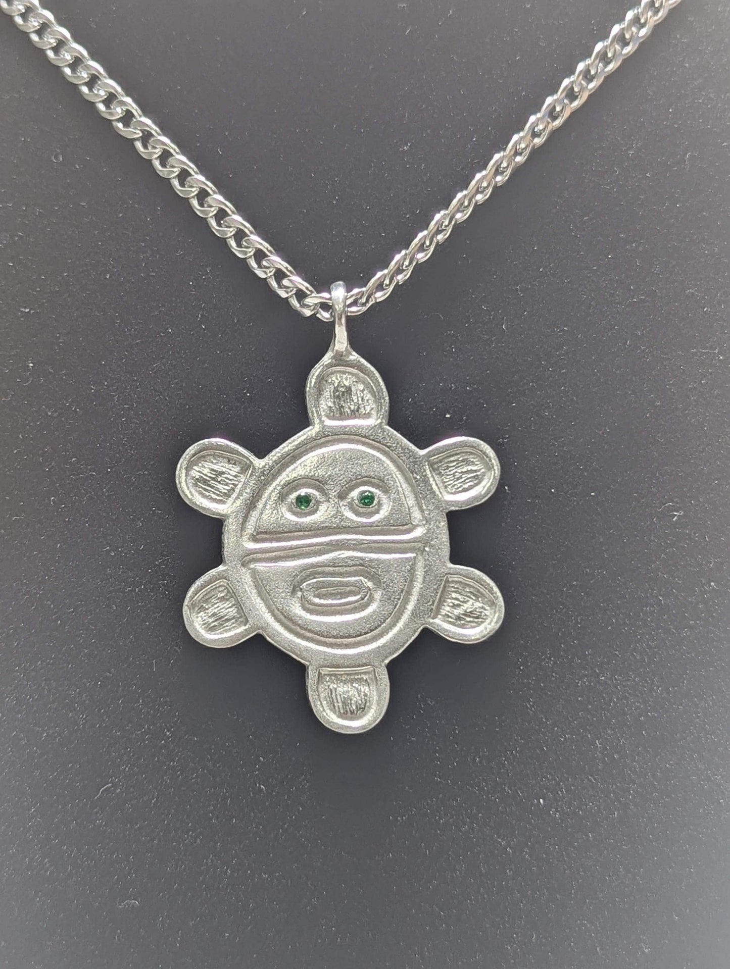 Artisan Sun Symbol Petroglyph Pendant, 3.5 mm Cuban Links Chain