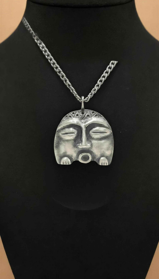 Pewter Taino Diosa Luna Moon Goddess Pendant, Caribbean Cultural Jewelry