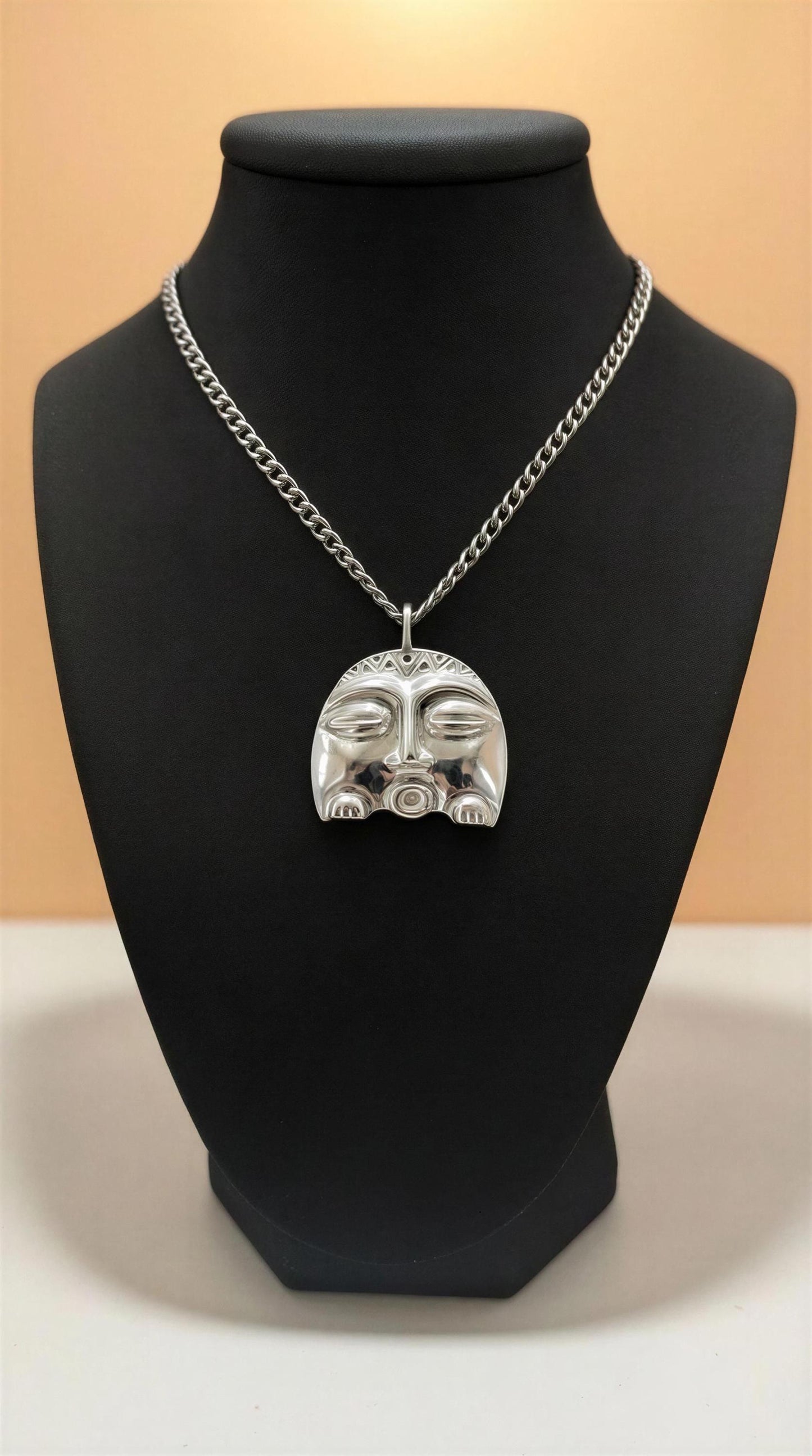 Pewter Taino Diosa Luna Moon Goddess Pendant, Caribbean Cultural Jewelry