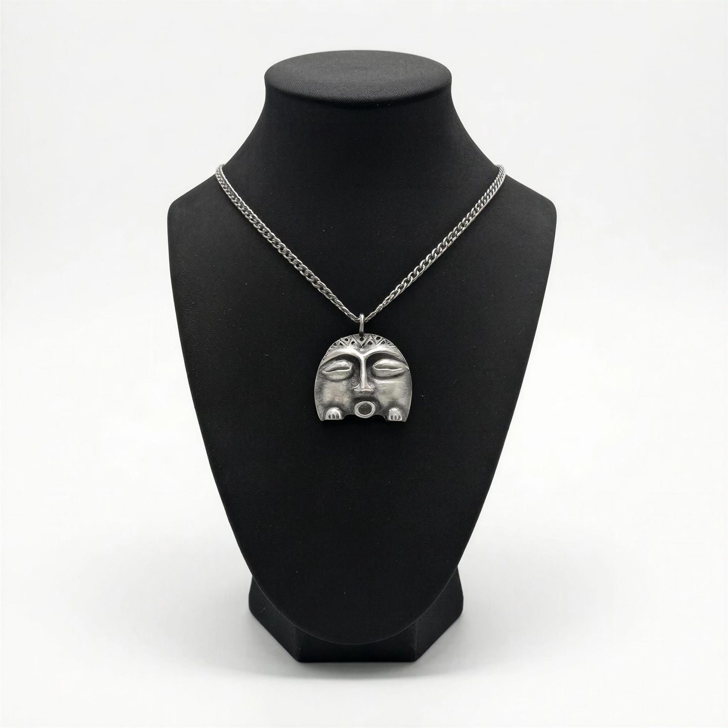 Pewter Taino Diosa Luna Moon Goddess Pendant, Caribbean Cultural Jewelry