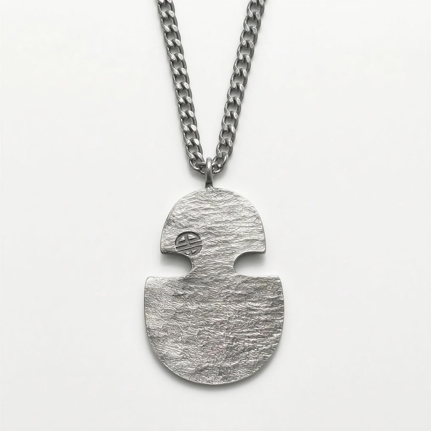 Pewter Taino Petroglyph Pendant – Sun Water Symbol, Cuban Link Chain