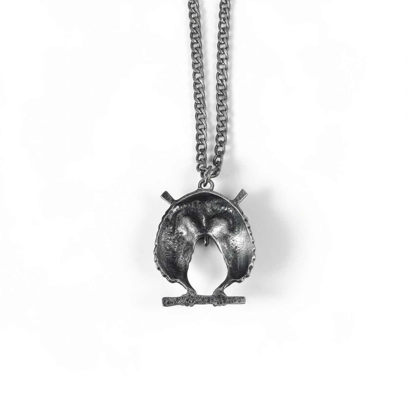 Handcrafted Lead-Free Pewter Red-Eyed Owl Pendant, 3.5mm Cuban Links Chain