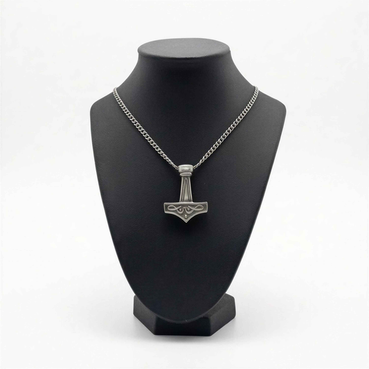 Handcrafted Viking Thor Hammer Pendant on 3.5mm Cuban Links Chain, Unleash the Power of the Gods