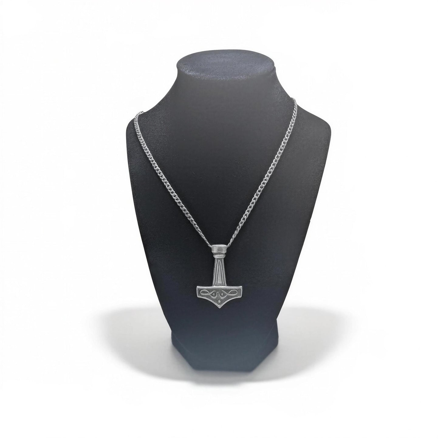 Handcrafted Viking Thor Hammer Pendant on 3.5mm Cuban Links Chain, Unleash the Power of the Gods