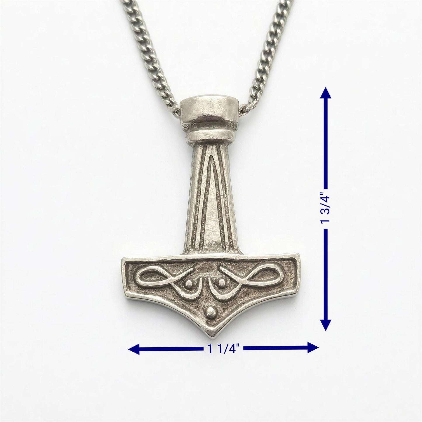 Handcrafted Viking Thor Hammer Pendant on 3.5mm Cuban Links Chain, Unleash the Power of the Gods