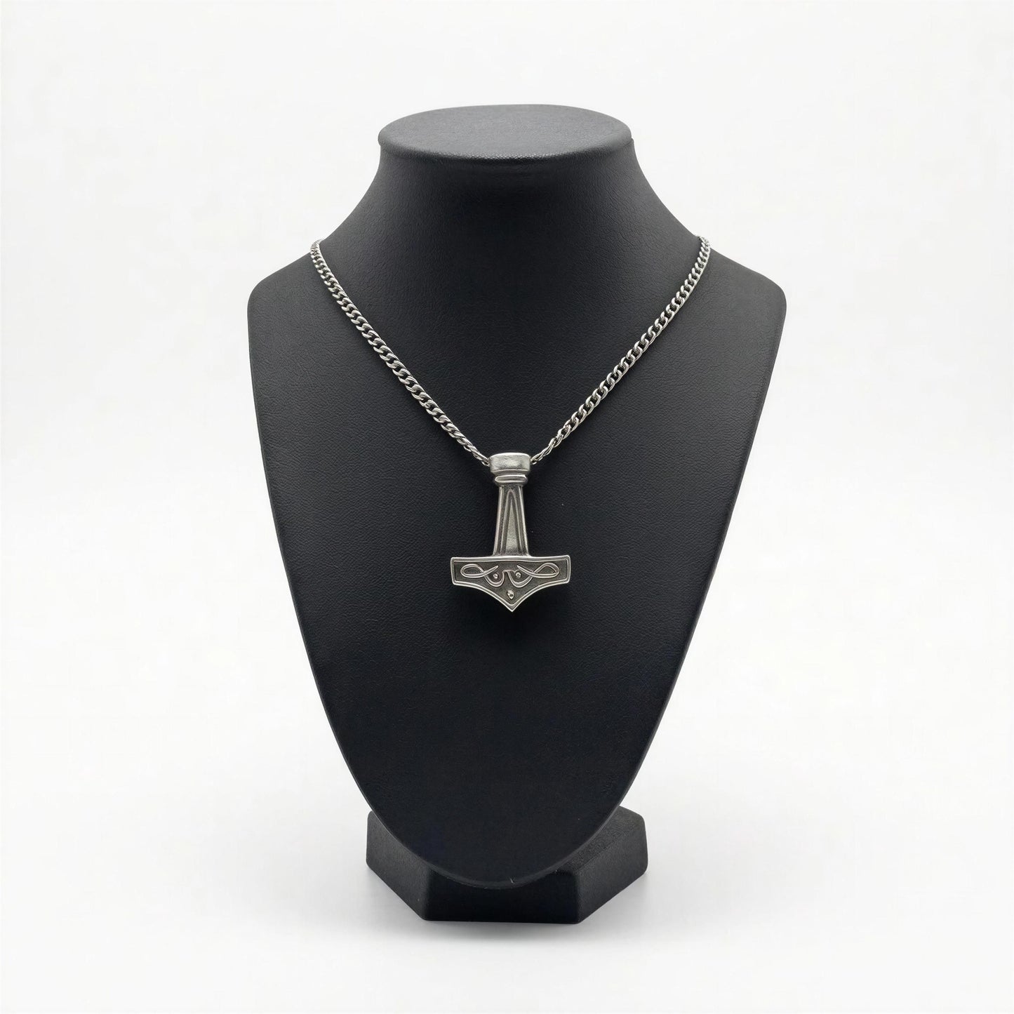 Handcrafted Viking Thor Hammer Pendant on 3.5mm Cuban Links Chain, Unleash the Power of the Gods