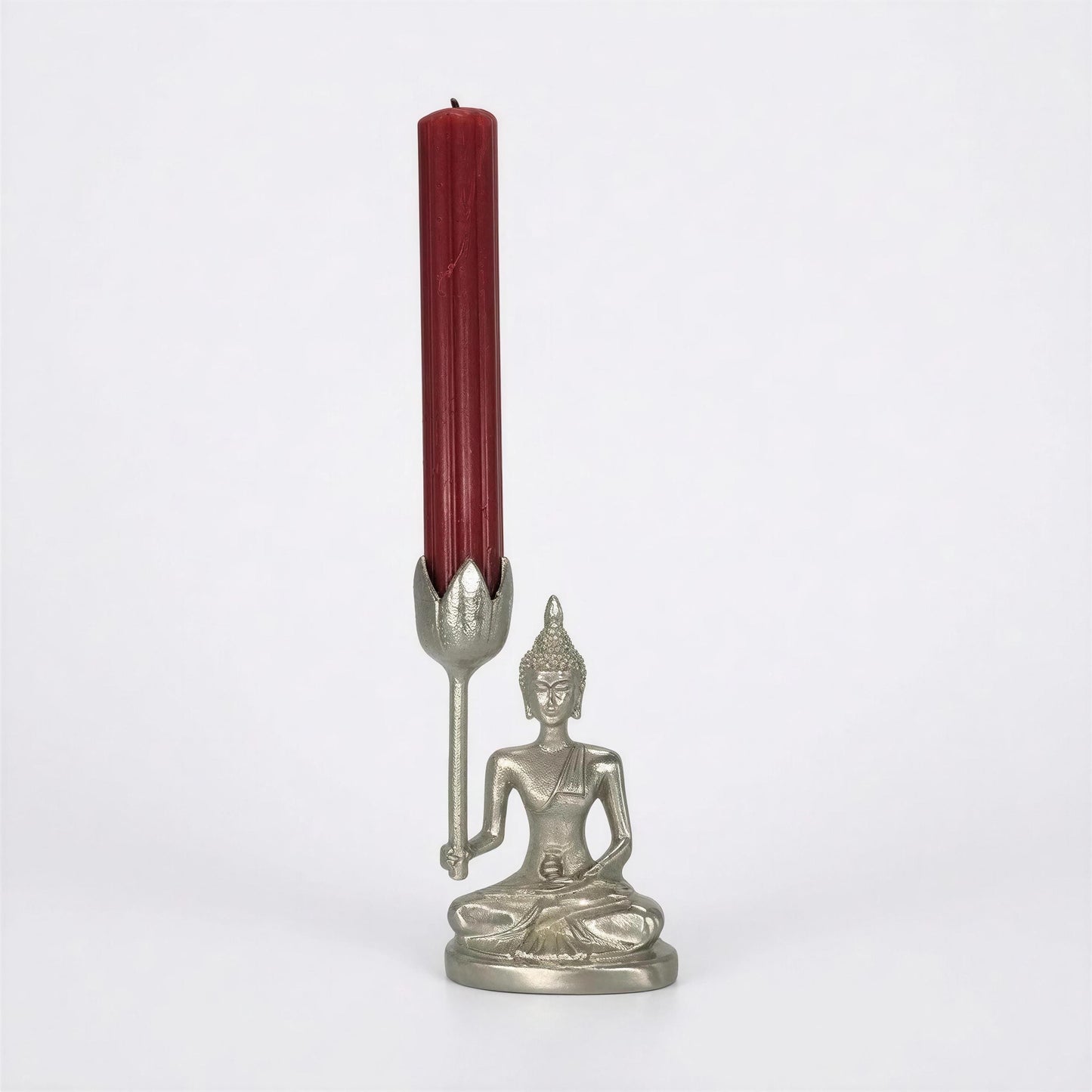 Handcrafted Pewter Medicine Buddha Candle Holder, Zen Decor