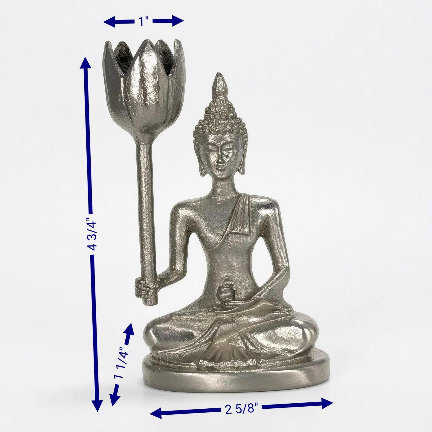 Handcrafted Pewter Medicine Buddha Candle Holder, Zen Decor