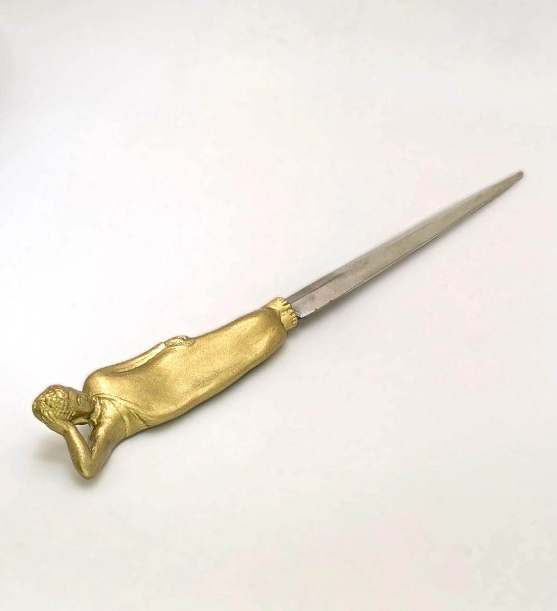 Handcrafted Pewter Resting Buddha Letter Opener, Zen Spiritual Desk Decor