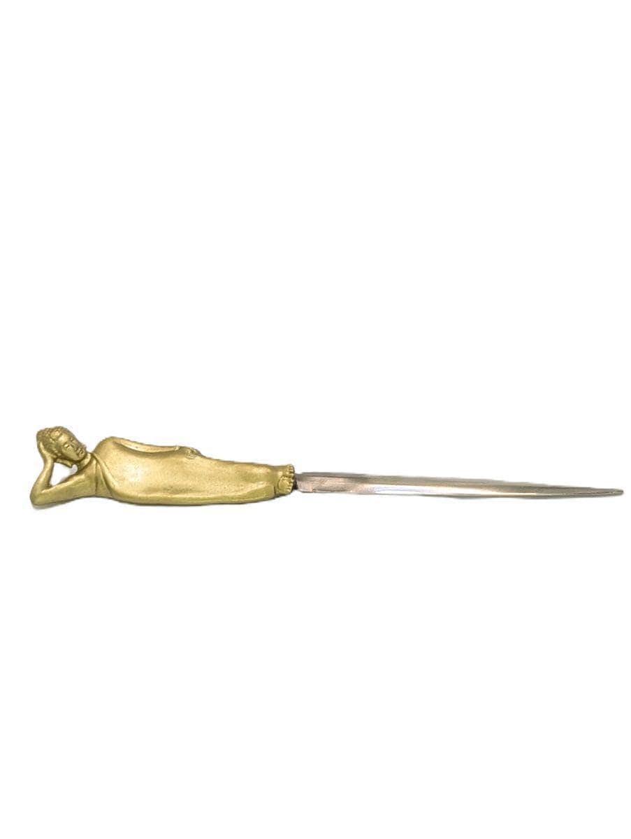Handcrafted Pewter Resting Buddha Letter Opener, Zen Spiritual Desk Decor