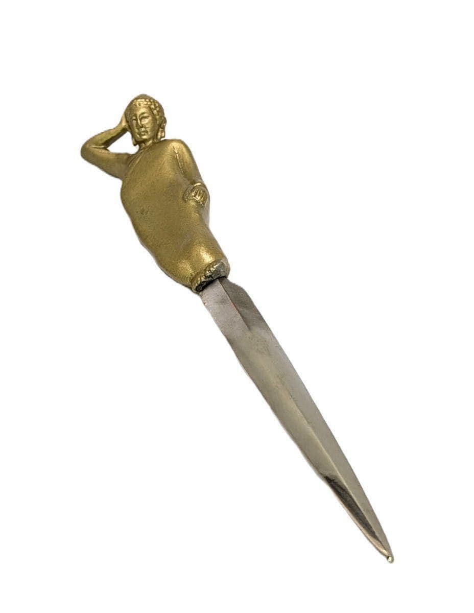 Handcrafted Pewter Resting Buddha Letter Opener, Zen Spiritual Desk Decor