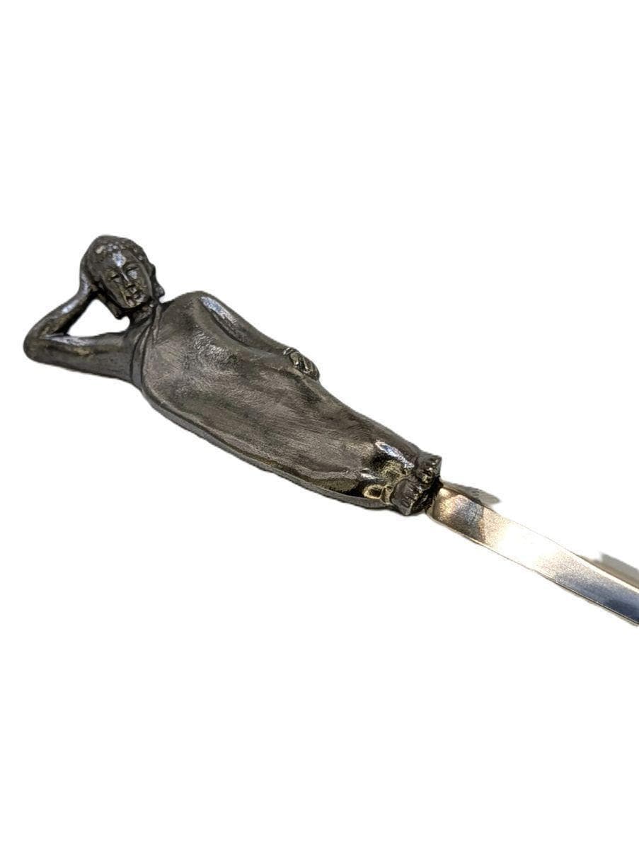 Handcrafted Pewter Resting Buddha Letter Opener, Zen Spiritual Desk Decor