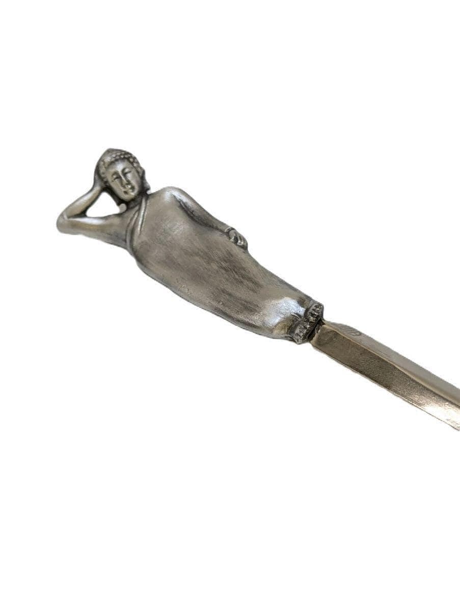 Handcrafted Pewter Resting Buddha Letter Opener, Zen Spiritual Desk Decor