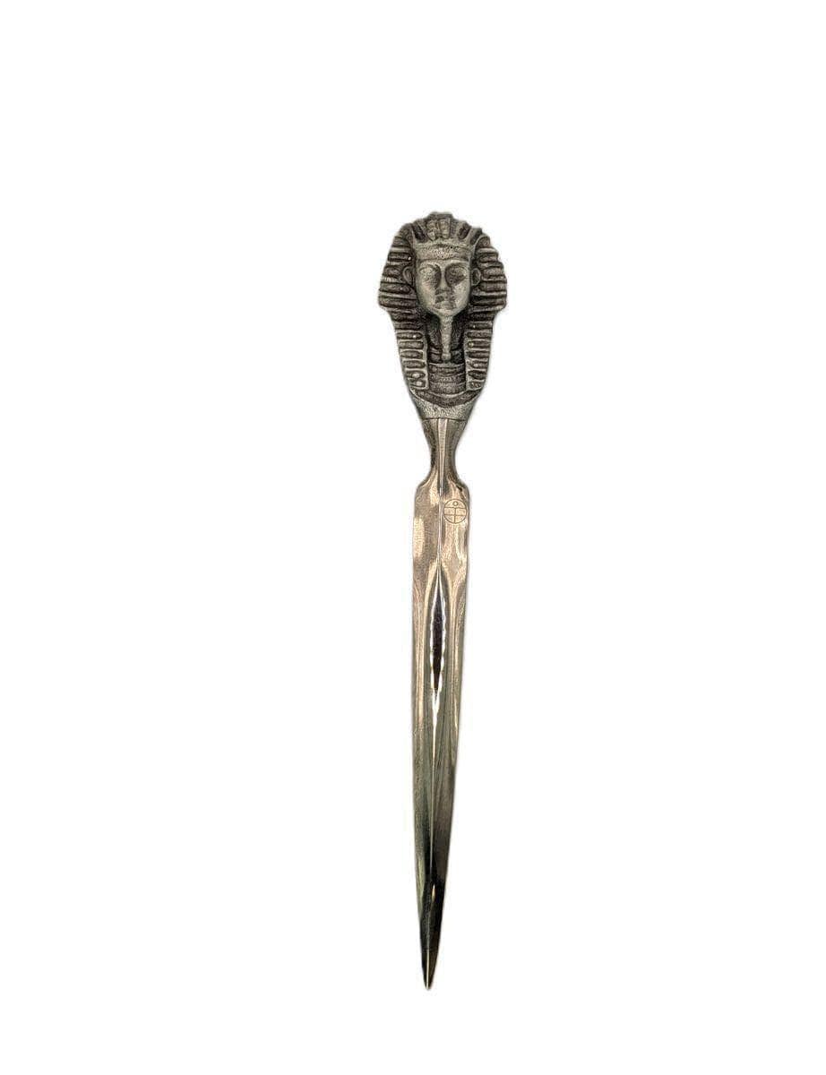 Handcrafted Pewter Tutankhamun Death Mask Letter Opener, Ancient Egypt Desk Decor