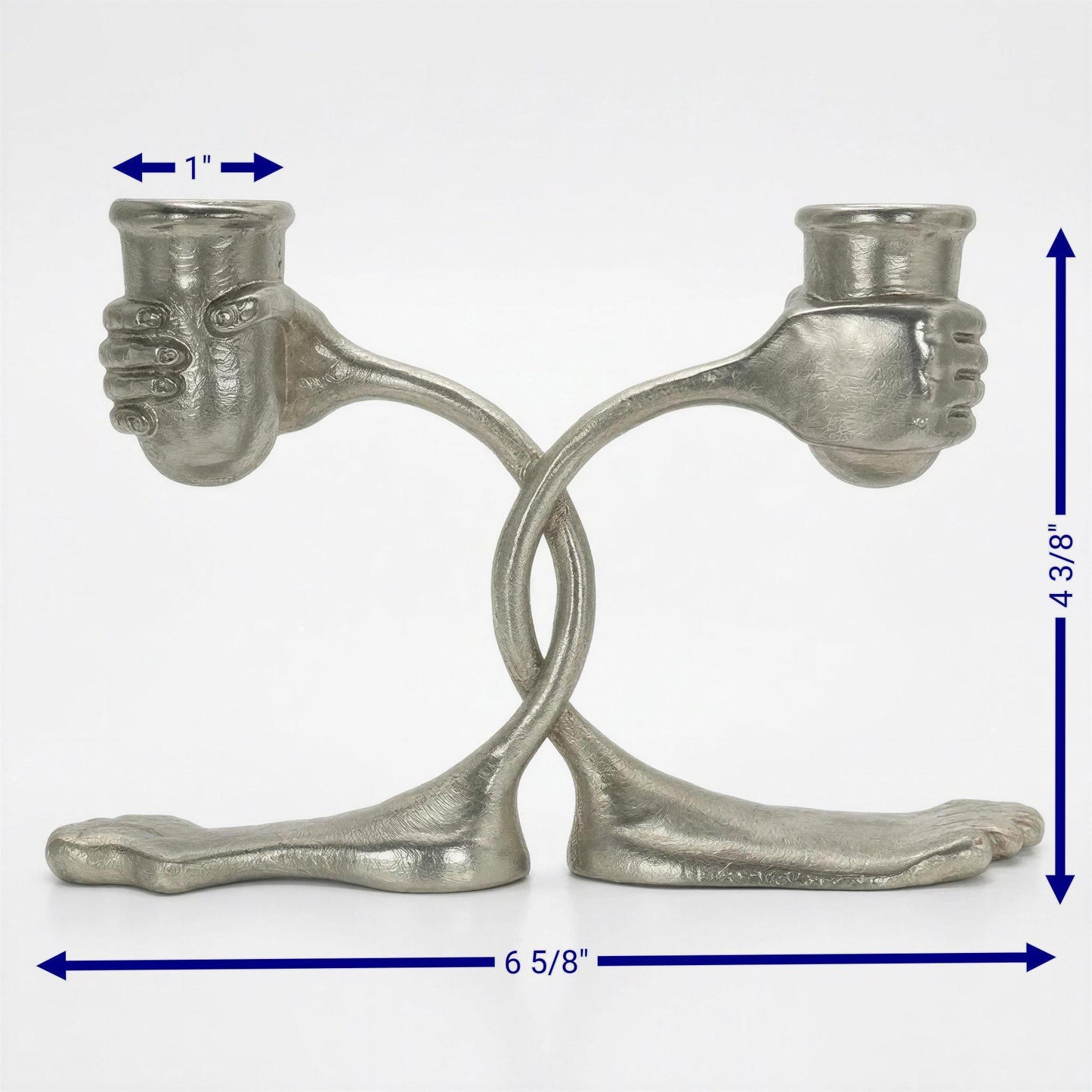 Handcrafted Pewter Surrealist Candle Holder, Step into the Light, Decor Sculpture