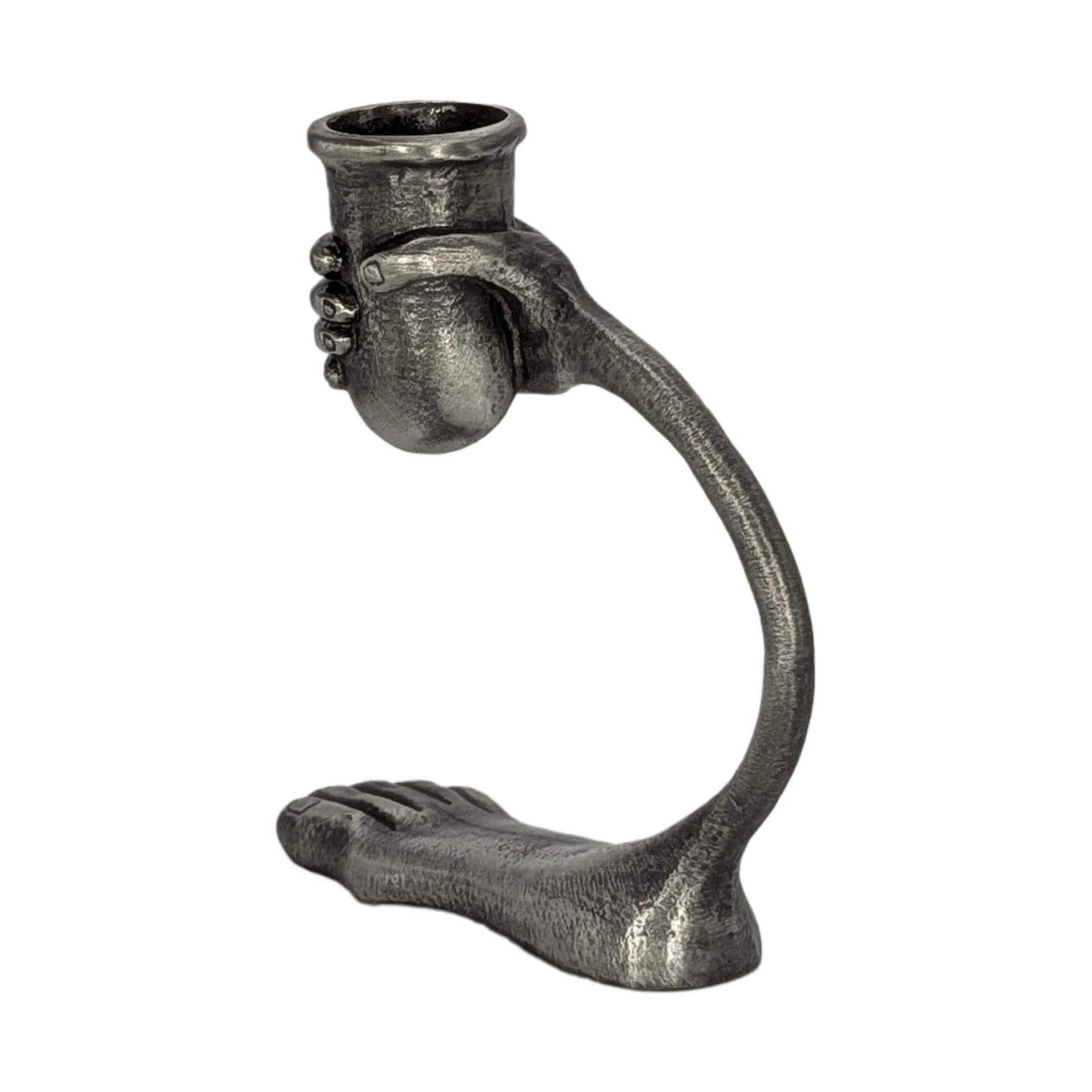 Handcrafted Pewter Surrealist Candle Holder, Step into the Light, Decor Sculpture