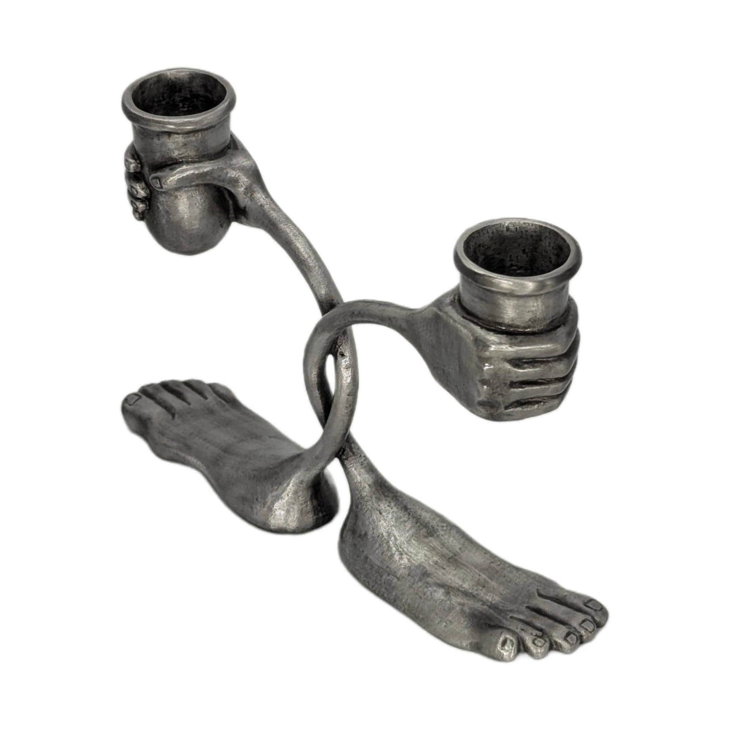 Handcrafted Pewter Surrealist Candle Holder, Step into the Light, Decor Sculpture