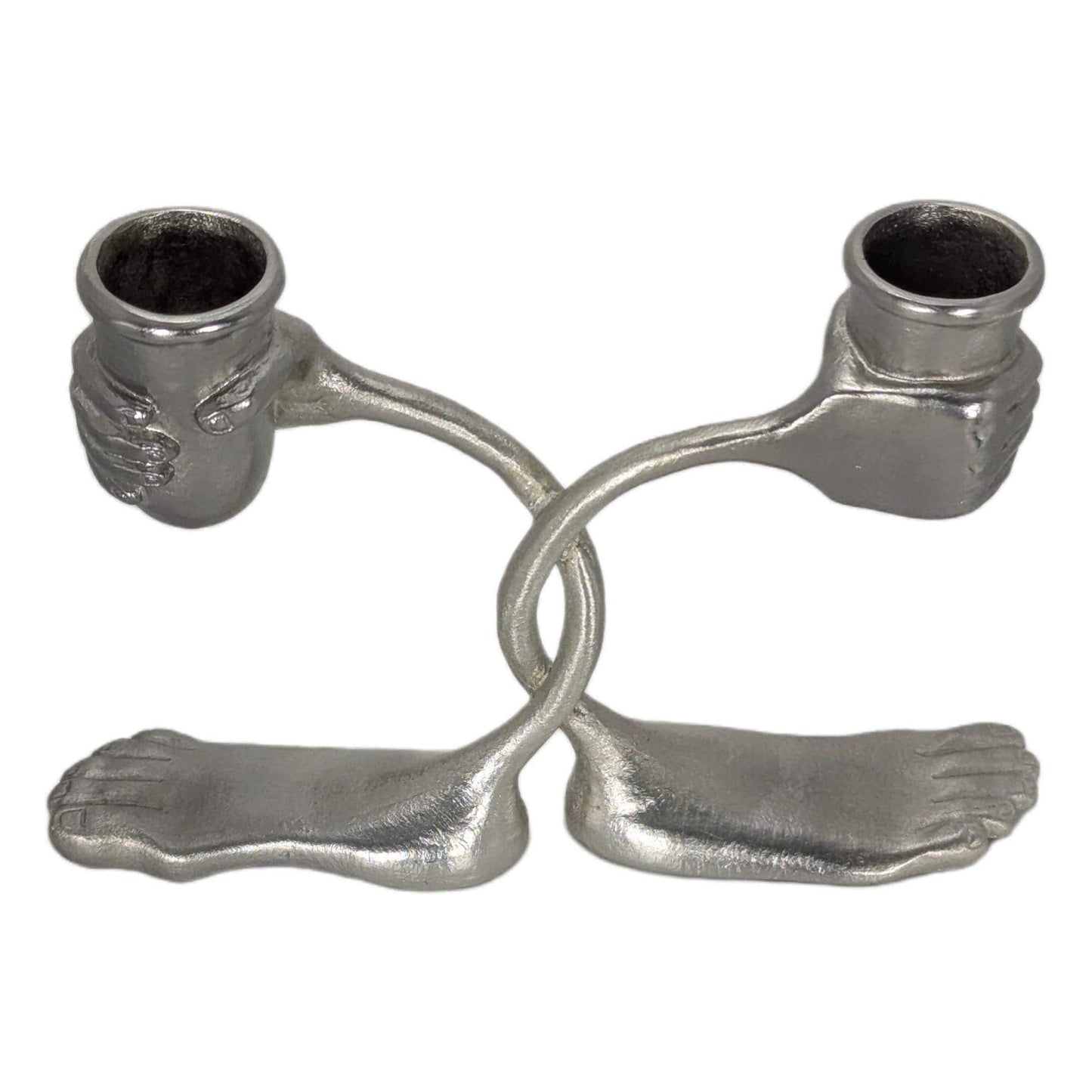 Handcrafted Pewter Surrealist Candle Holder, Step into the Light, Decor Sculpture