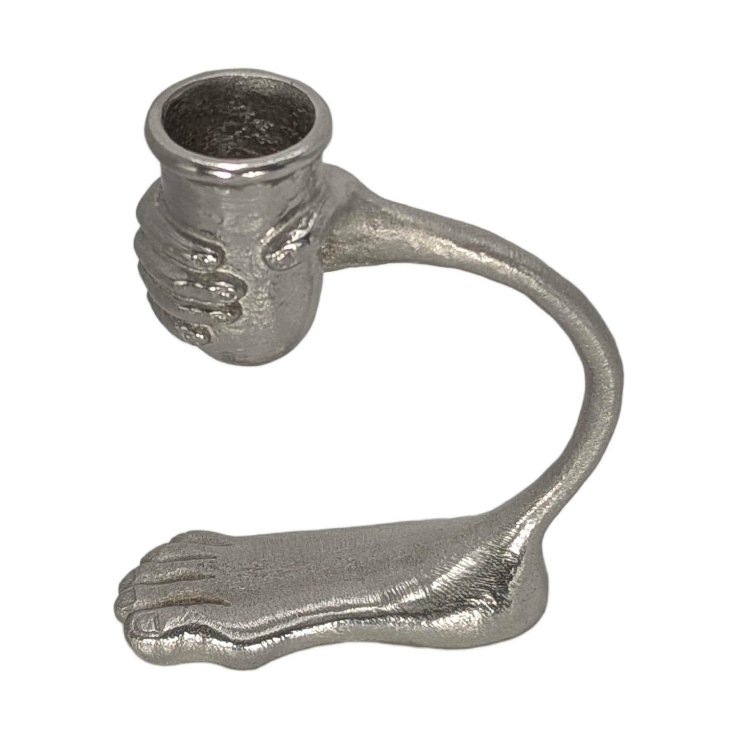 Handcrafted Pewter Surrealist Candle Holder, Step into the Light, Decor Sculpture