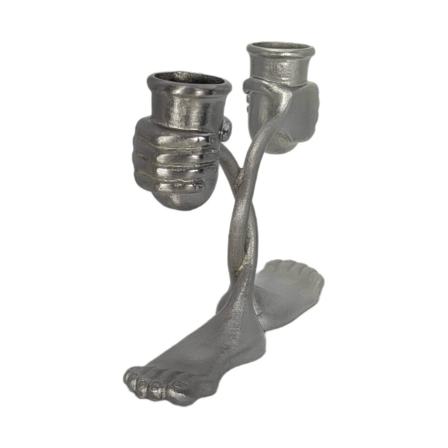 Handcrafted Pewter Surrealist Candle Holder, Step into the Light, Decor Sculpture