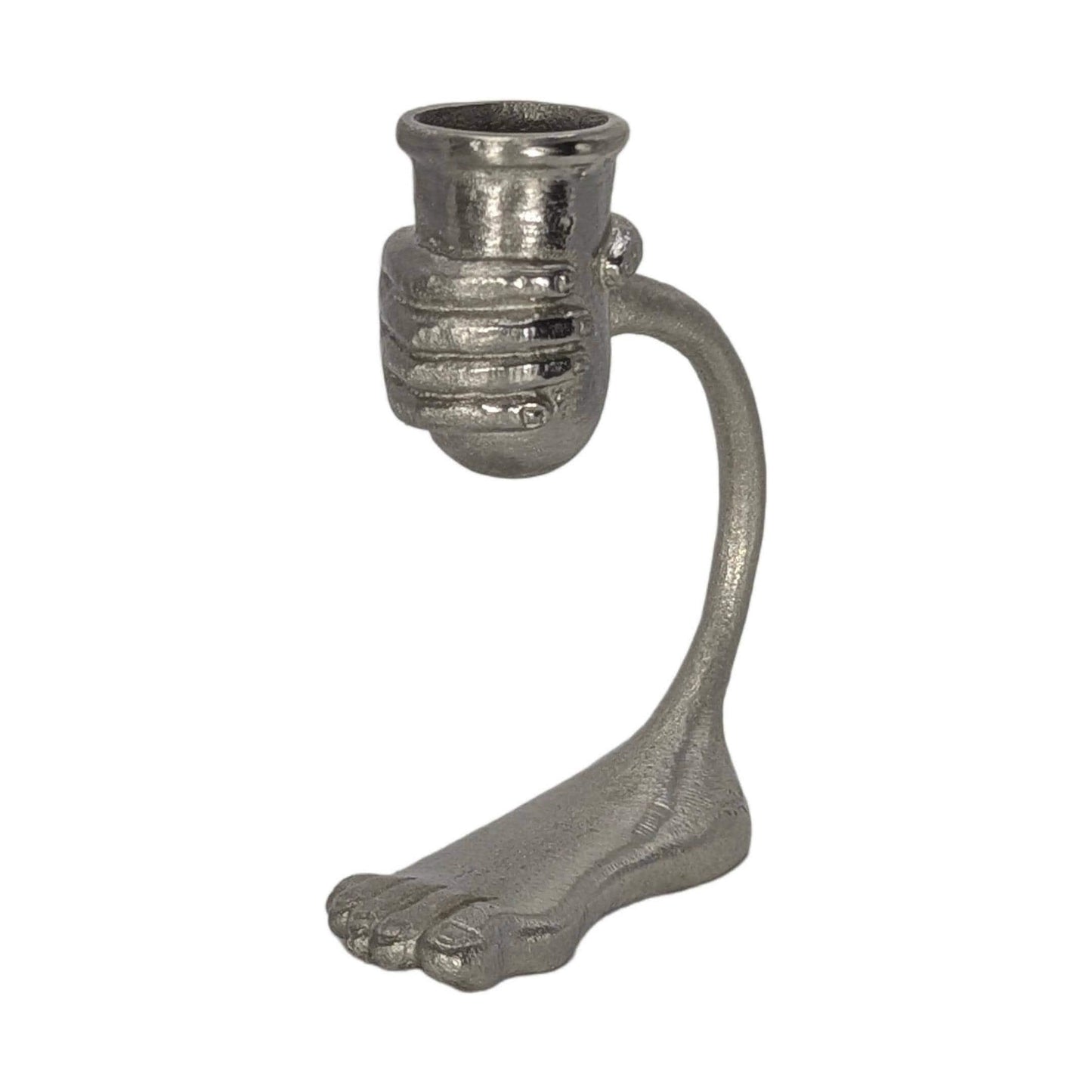 Handcrafted Pewter Surrealist Candle Holder, Step into the Light, Decor Sculpture