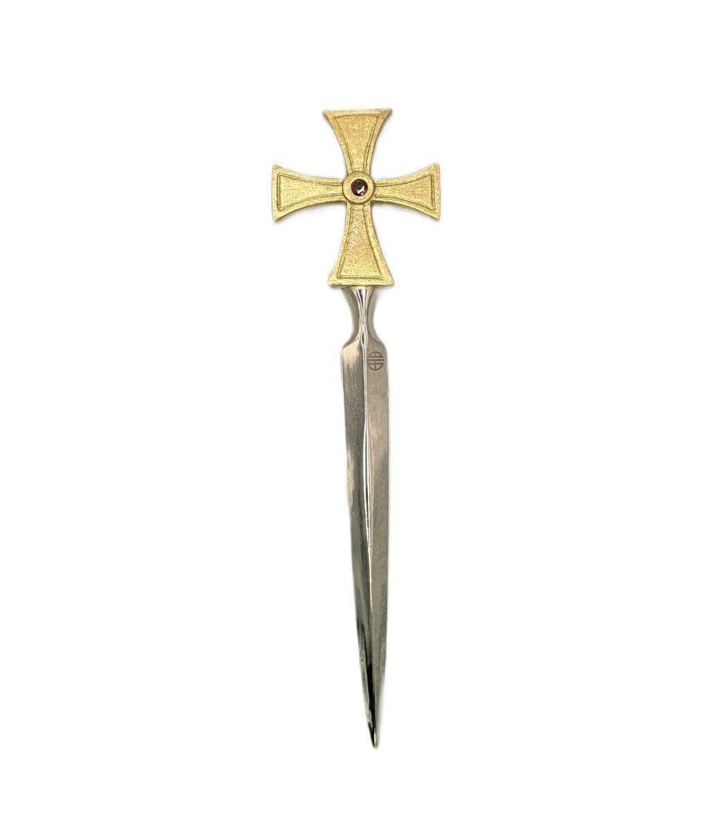 Handcrafted Pewter Templar Rross Letter Opener, Medieval History Desk Decor