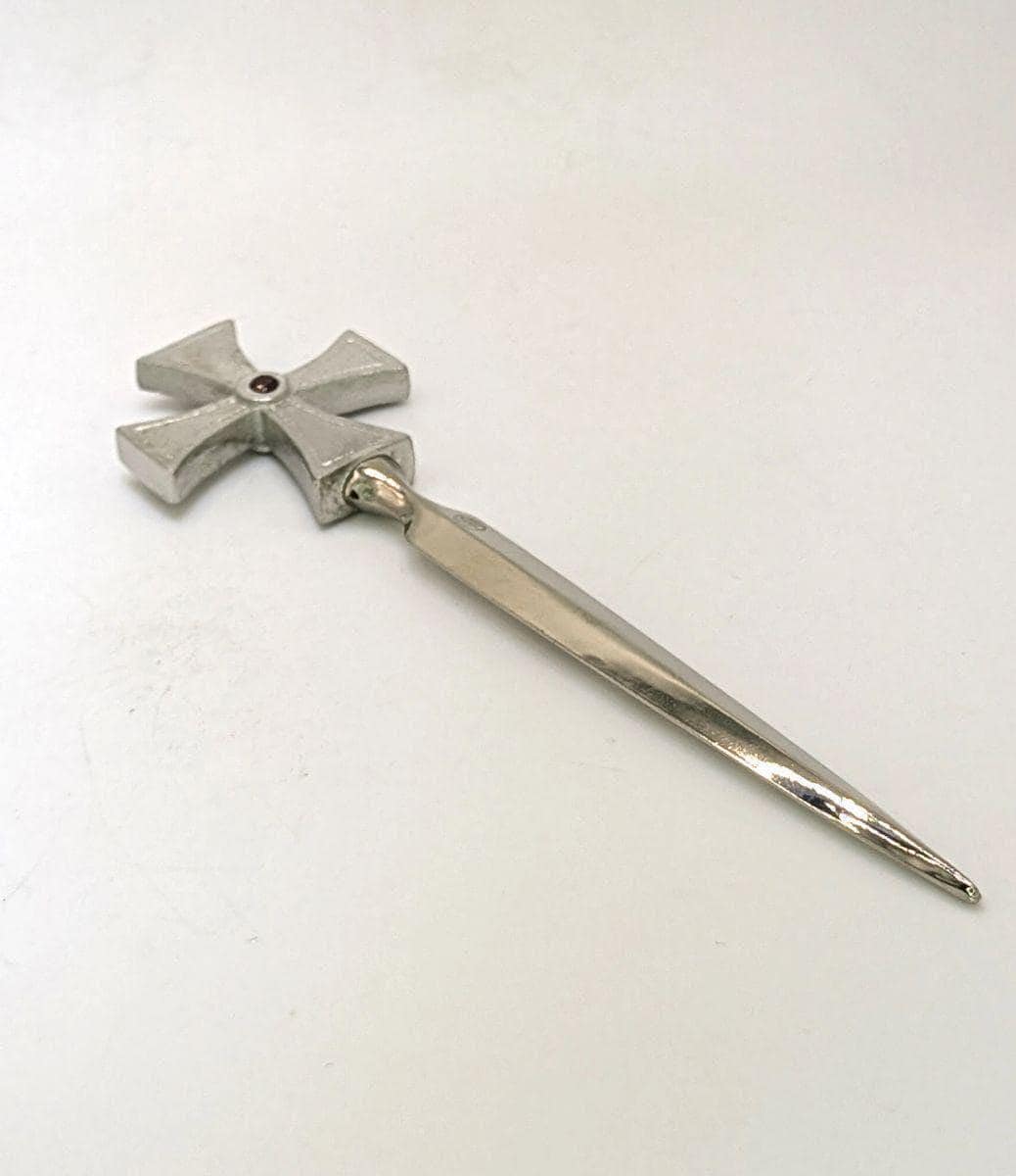 Handcrafted Pewter Templar Rross Letter Opener, Medieval History Desk Decor