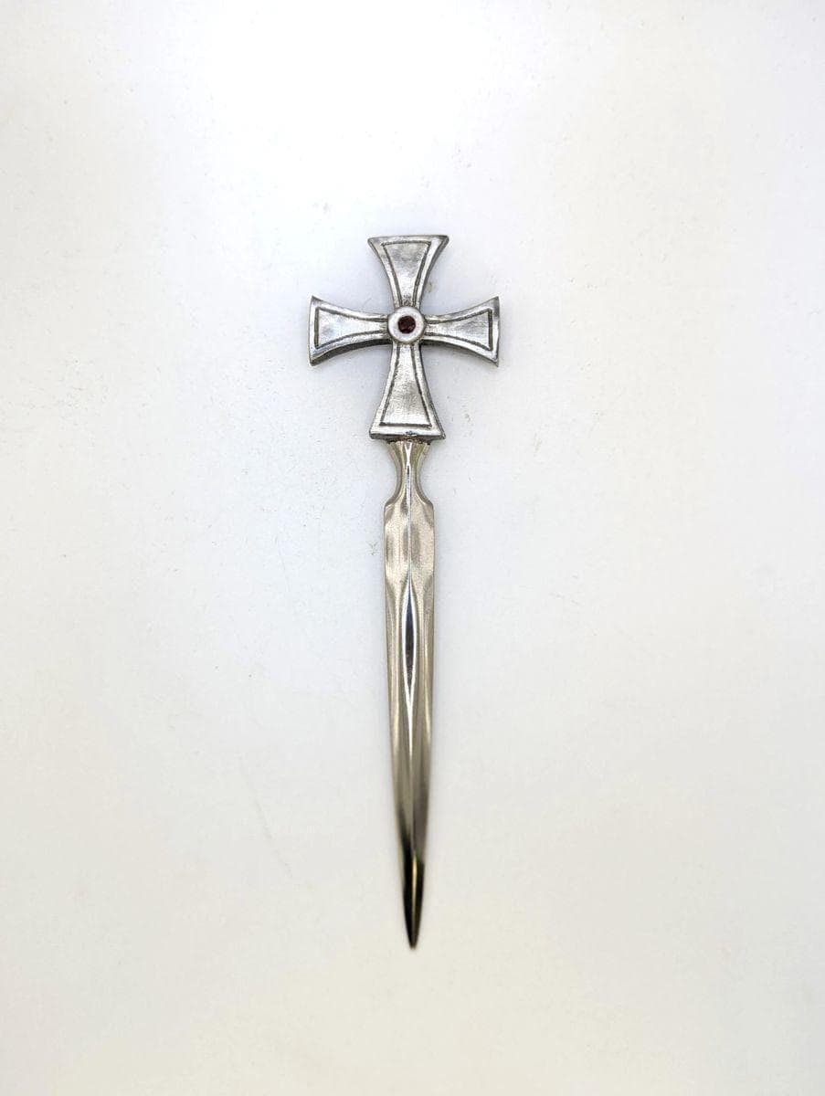 Handcrafted Pewter Templar Rross Letter Opener, Medieval History Desk Decor