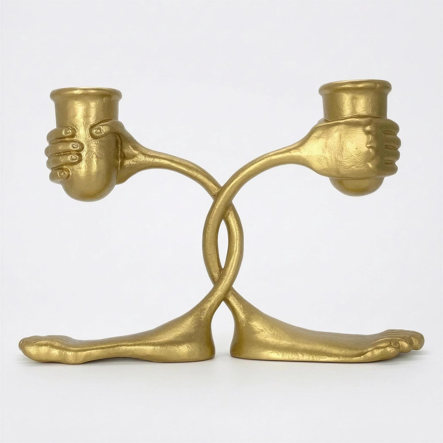 Handcrafted Pewter Surrealist Candle Holder, Step into the Light, Decor Sculpture