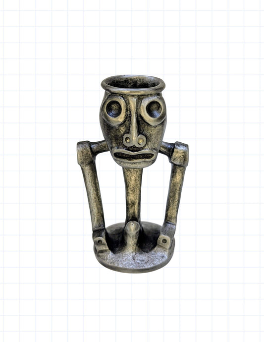 Handcrafted Taino Zemi Pewter Statue, taper Candle holder, Home Decor Collectible