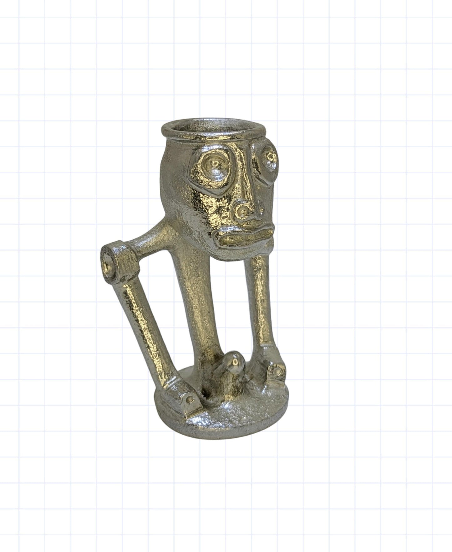 Handcrafted Taino Zemi Pewter Statue, taper Candle holder, Home Decor Collectible