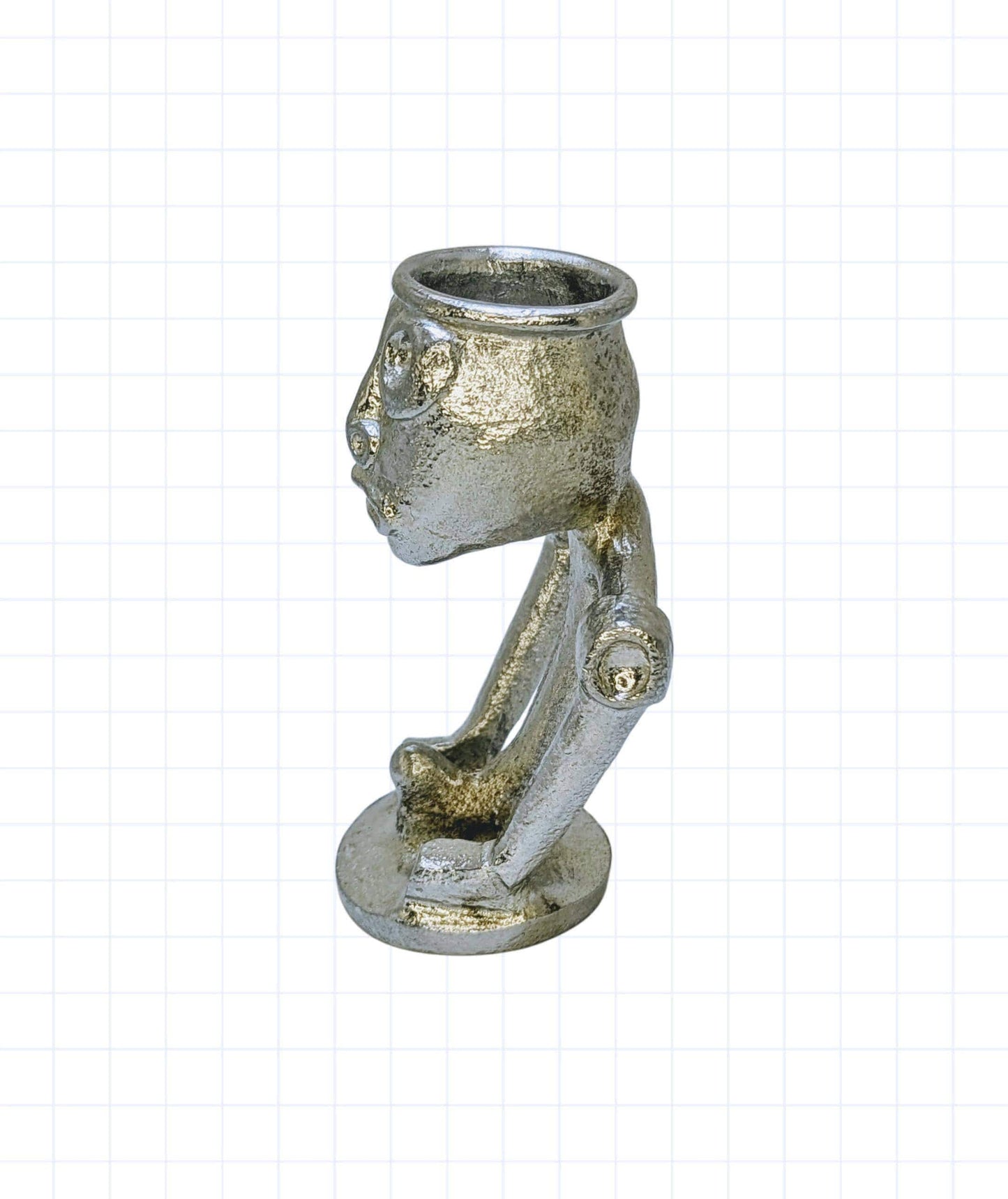 Handcrafted Taino Zemi Pewter Statue, taper Candle holder, Home Decor Collectible