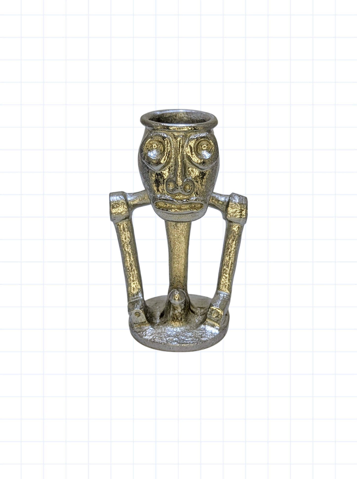 Handcrafted Taino Zemi Pewter Statue, taper Candle holder, Home Decor Collectible