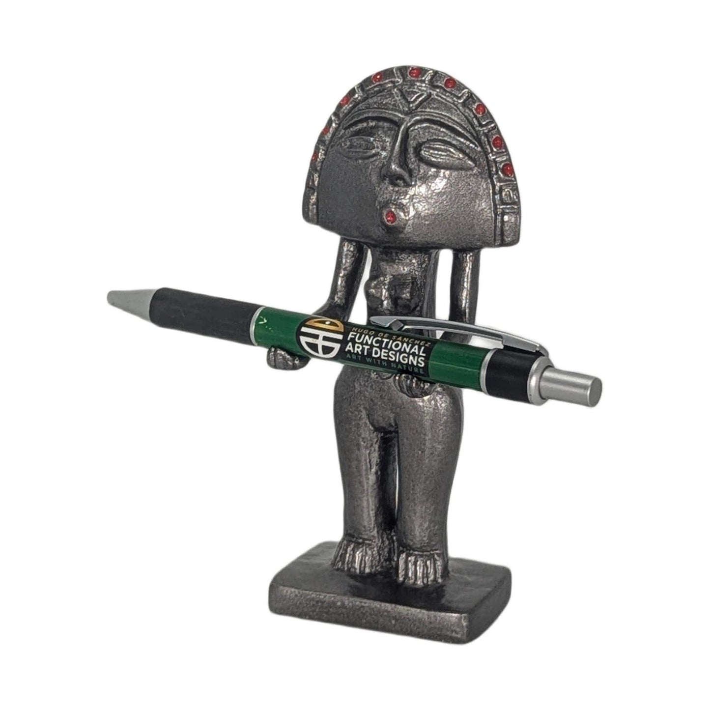 Handcrafted Taino Moon Goddess Pen Holder, Caribbean Indigenous Art Desk Decor