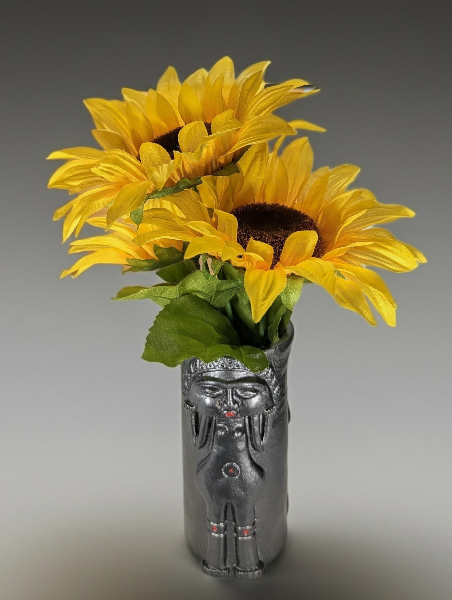 Handmade Taino Inspired Resin Vase, Diosa Luna Dios Sol, Cultural Heritage Design