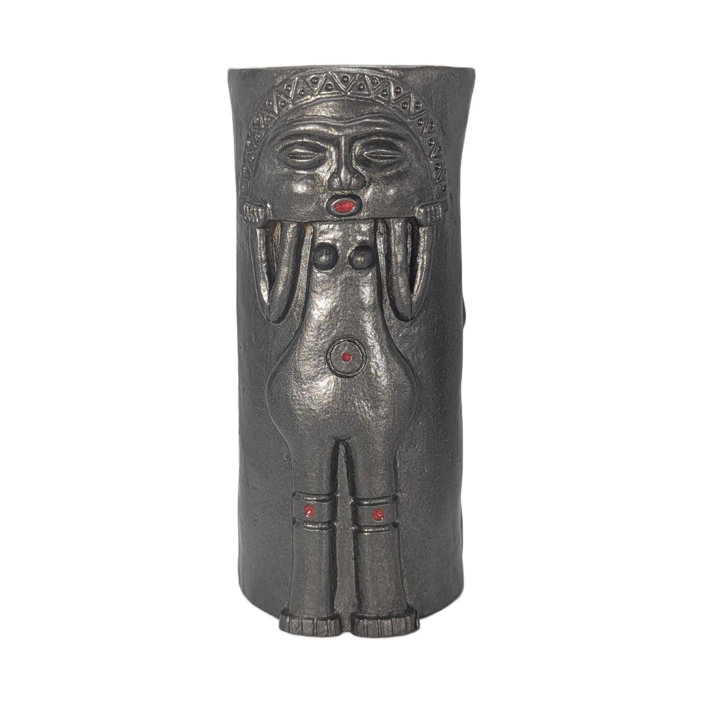 Handmade Taino Inspired Resin Vase, Diosa Luna Dios Sol, Cultural Heritage Design