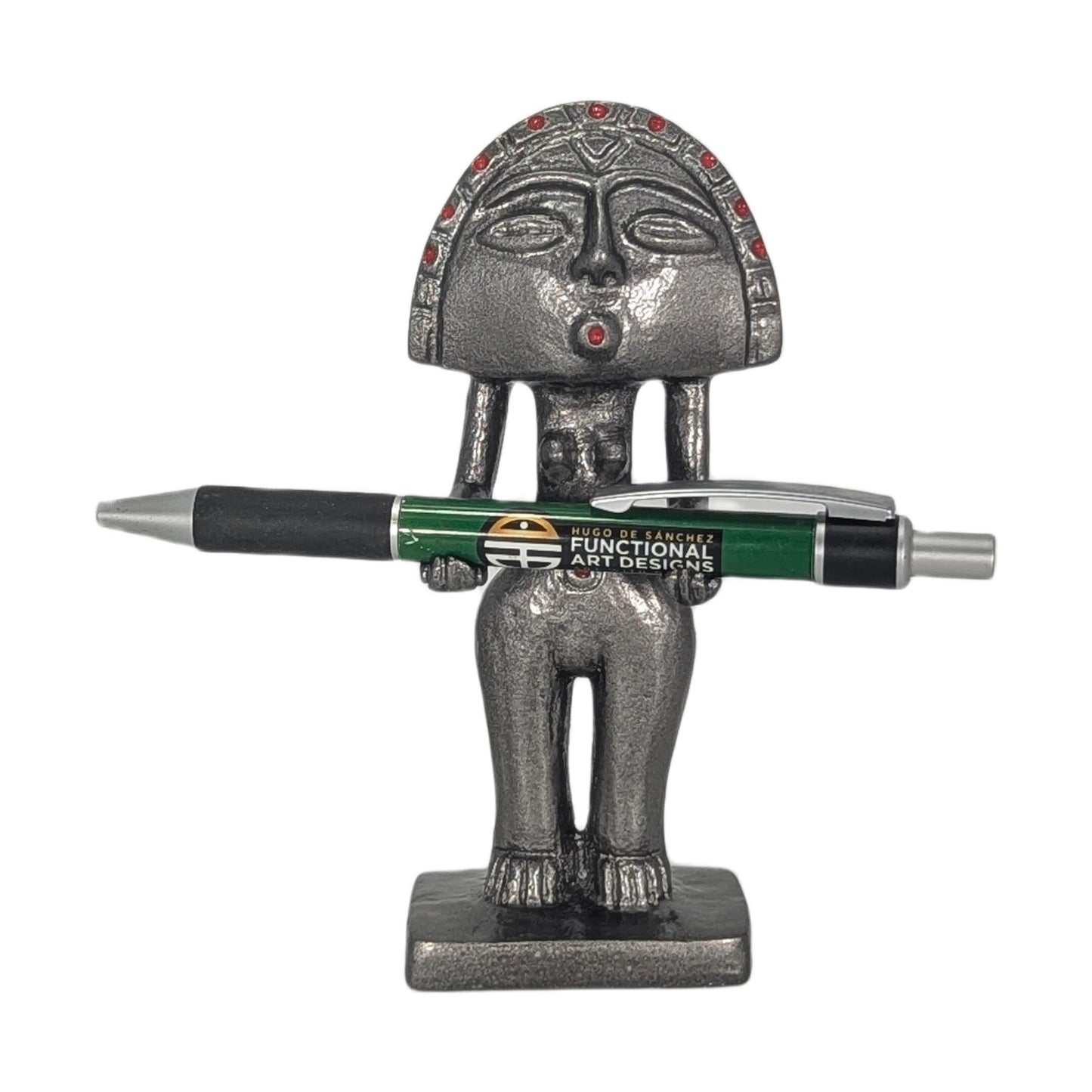 Handcrafted Taino Moon Goddess Pen Holder, Caribbean Indigenous Art Desk Decor