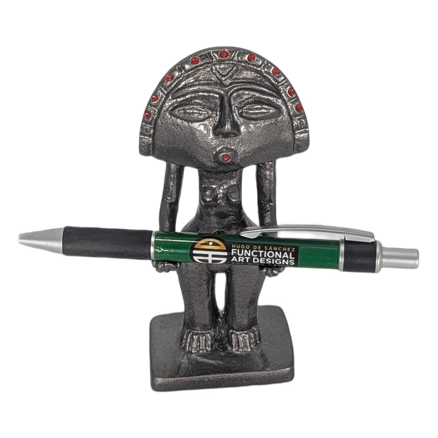 Handcrafted Taino Moon Goddess Pen Holder, Caribbean Indigenous Art Desk Decor