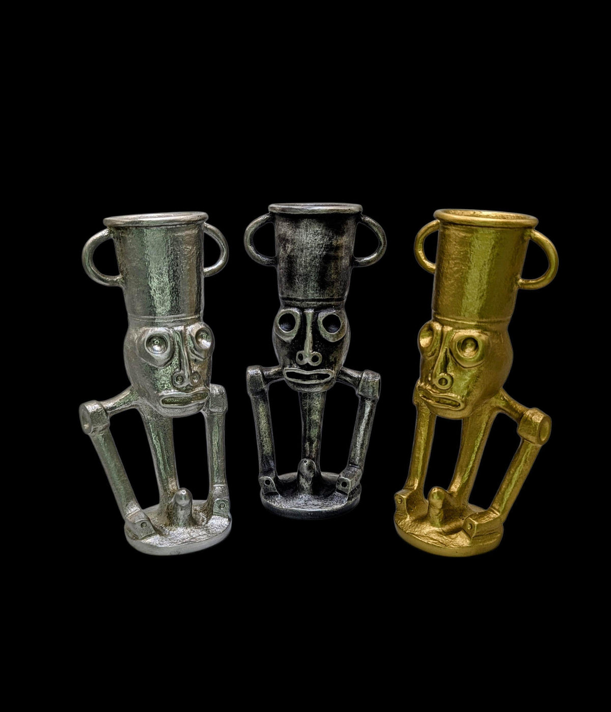 Handcrafted Taino Zemi Pewter Statue, Pen Holder, Desk Decor, Collectible