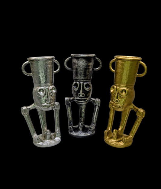 Handcrafted Taino Zemi Pewter Statue, Pen Holder, Desk Decor, Collectible