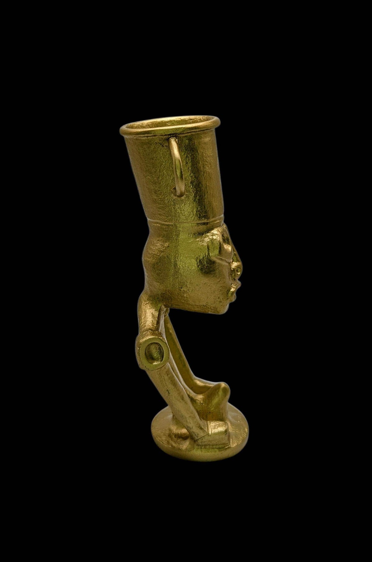 Handcrafted Taino Zemi Pewter Statue, Pen Holder, Desk Decor, Collectible