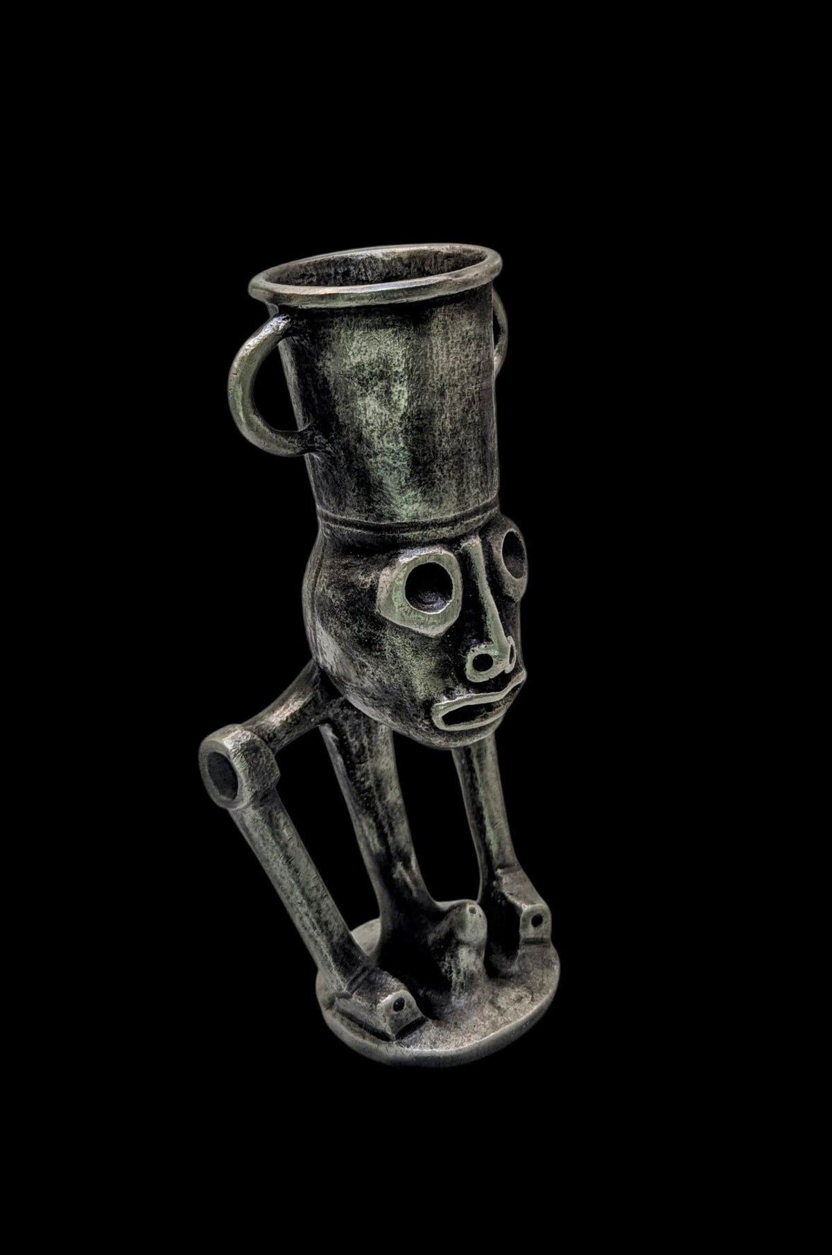 Handcrafted Taino Zemi Pewter Statue, Pen Holder, Desk Decor, Collectible