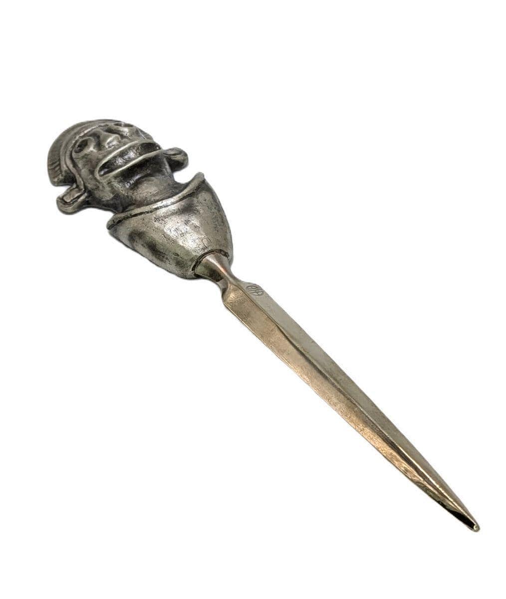 Handcrafted Pewter Taino Ritual Axe Letter Opener, pre-Columbian Art Desk Decor, collectible