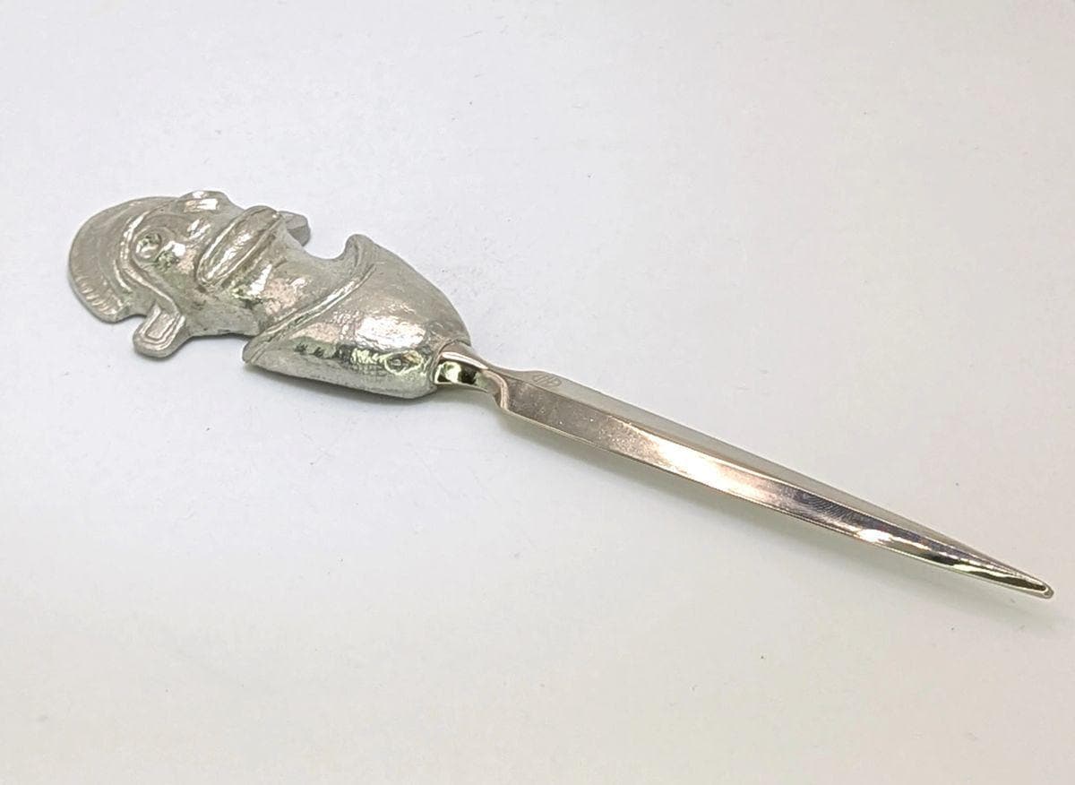 Handcrafted Pewter Taino Ritual Axe Letter Opener, pre-Columbian Art Desk Decor, collectible
